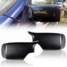 Pair Carbon Fiber M Style Side Door Mirror Cover Caps Replacement for 1998 1999 2000 2001 2002 2003 2004 2005 BMW E46 3-Series 323i 325i 328i 330i OE# 51168238375, 51168238376