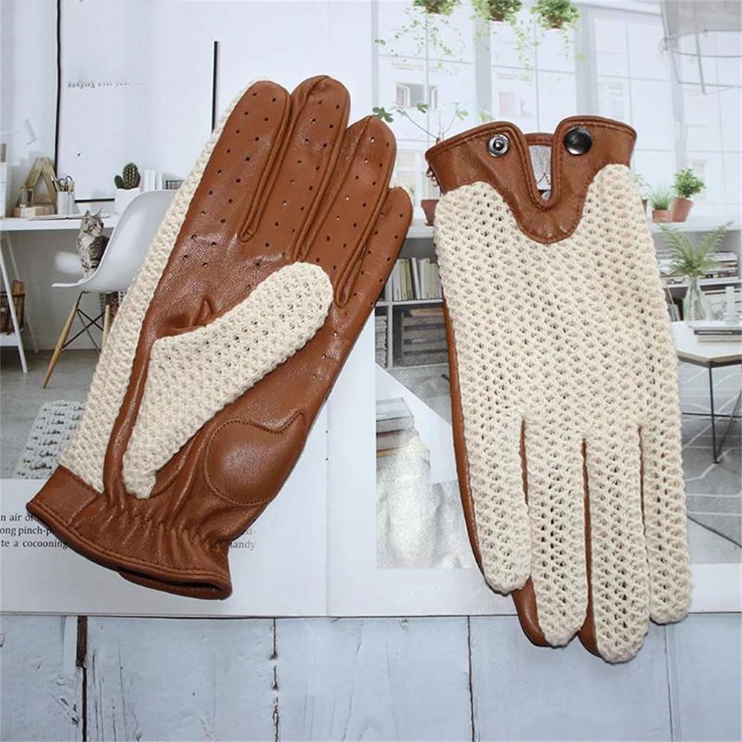 Gants antidérapants en cuir pour homme - Gants de conduite à écran tactile - Gants d'équitation pour moto