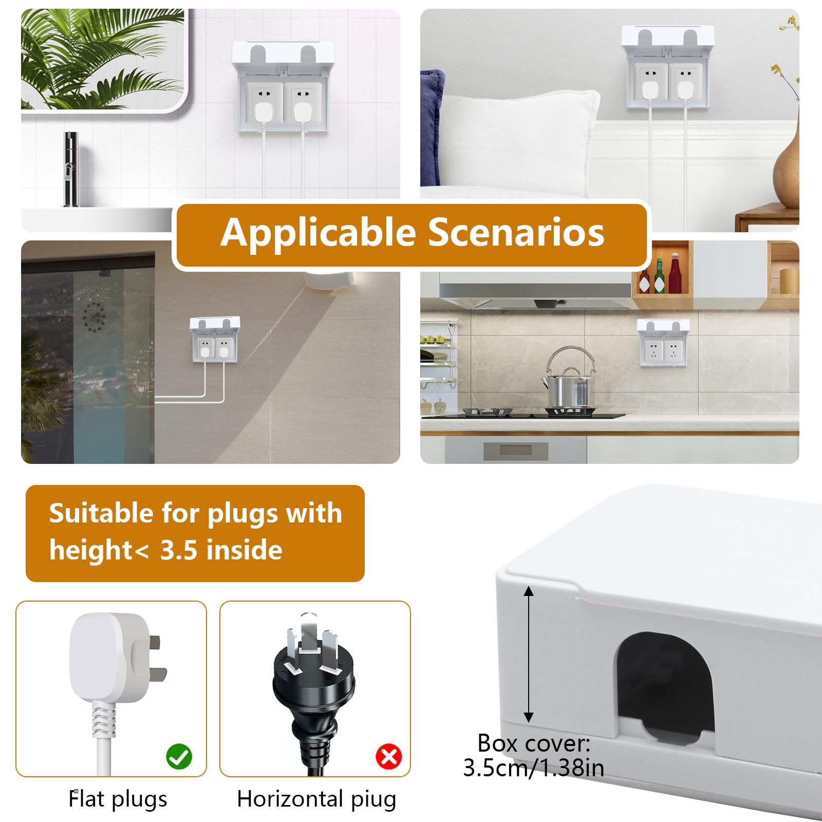 2 Pcs Plug Socket Covers UK Double Socket Cover for Safety Waterproof Socket Cover Box for Home Kitchen and School - Image 2