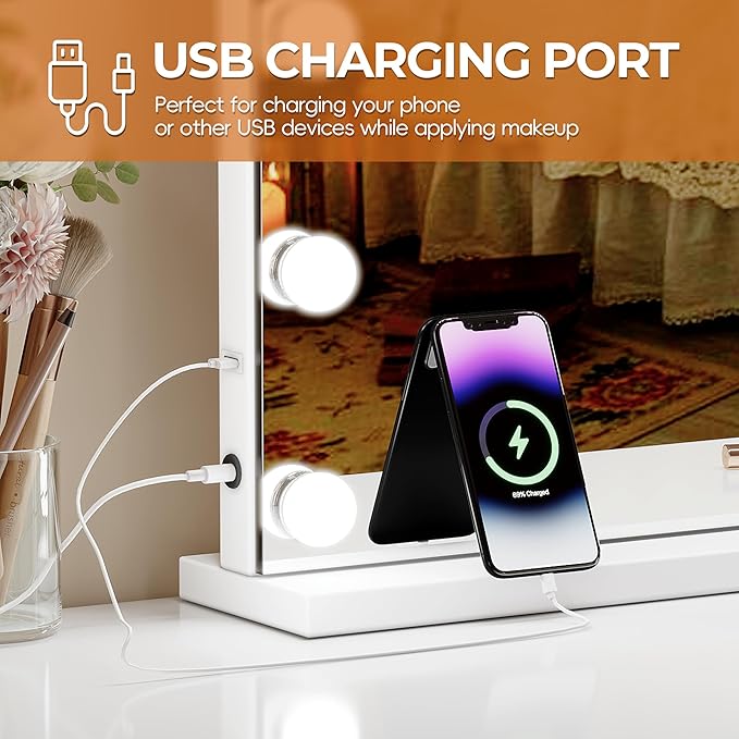 Espejo de Maquillaje ZL ZELing con Luces LED, 80x60 cm, 10X Aumento, Control Táctil miniatura 6