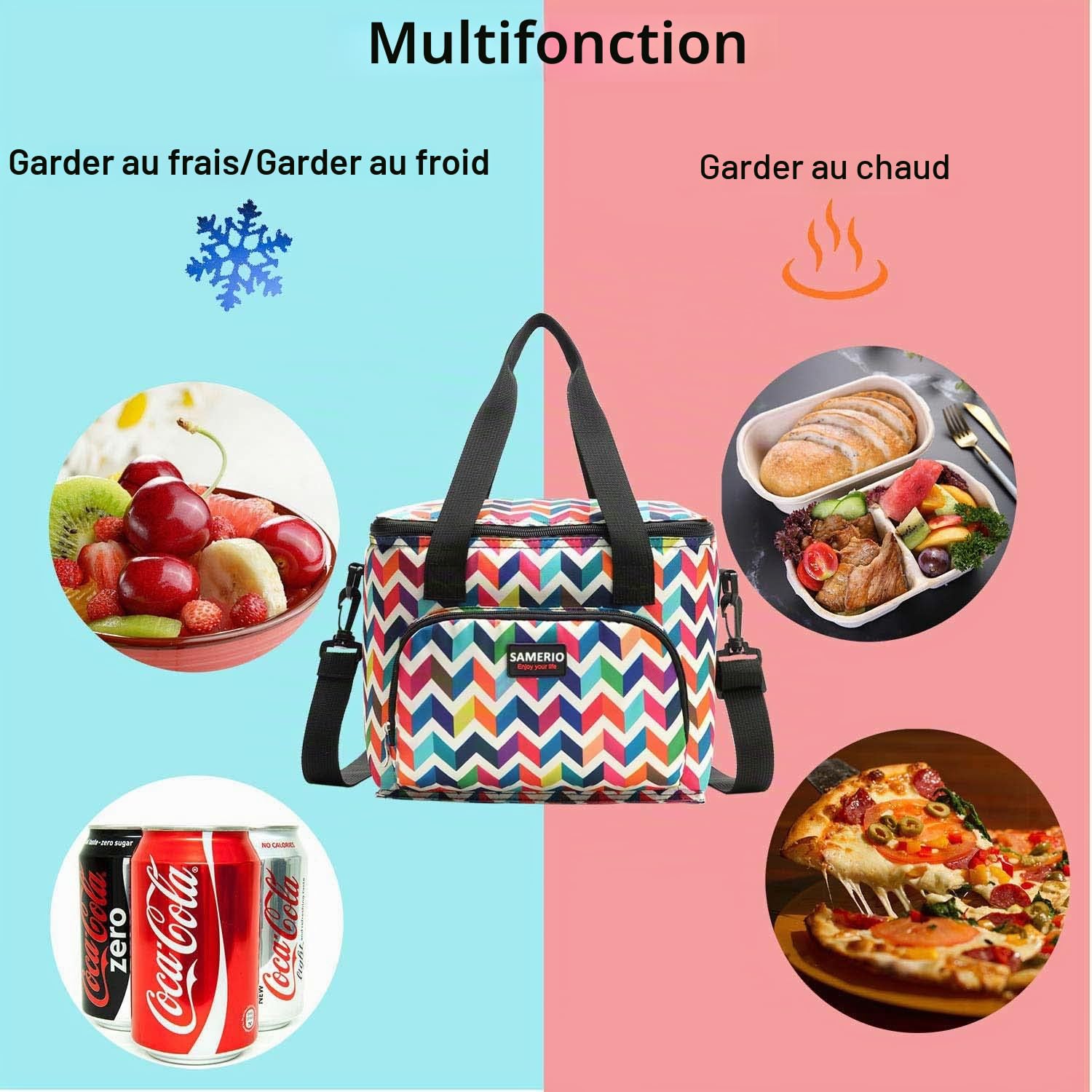 Sac Isotherme à Repas Grande Capacité Lunch Bag pour Femmes Hommes Jeunesse Adulte Réutilisable Isolé Lunch Box Sac pour Voyage Camping Pique-Nique Travail Bureau Hôpital