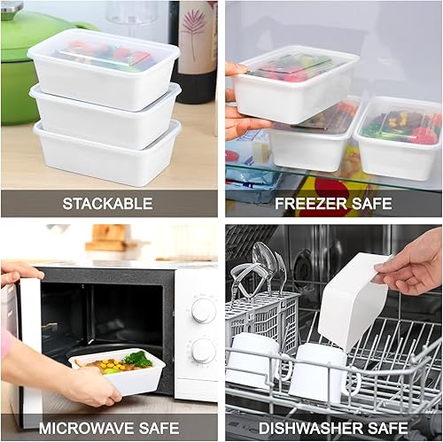 Miniatura 4 de Moretoes Paquete de 50 recipientes de preparación de comidas de 25 onzas, reutilizables, desechables con tapas, loncheras aptas para microondas y