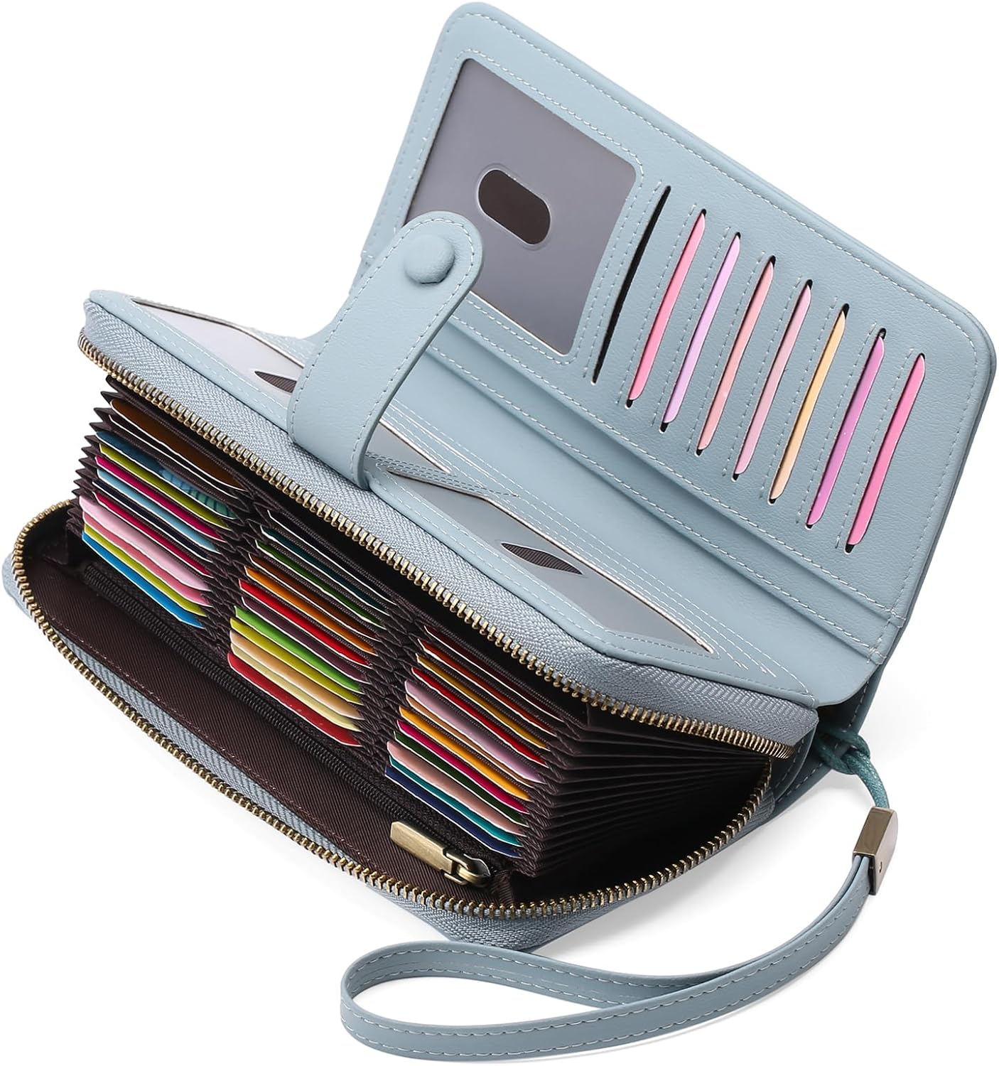 RFID Blocking Credit Card Holder Wallet - Hundred Dollar Bill Print Zipper Case For Women