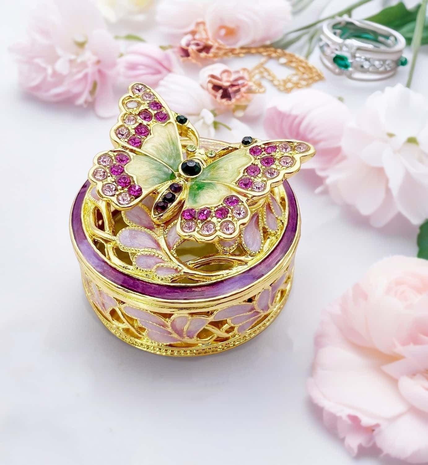 Elegant Butterfly Jewelry Trinket Boxes.Enameled Decorative Keepsake Ring Box Holder Necklace Earrings Organizer Home Decor.Butterfly Gifts for Women - Image 2