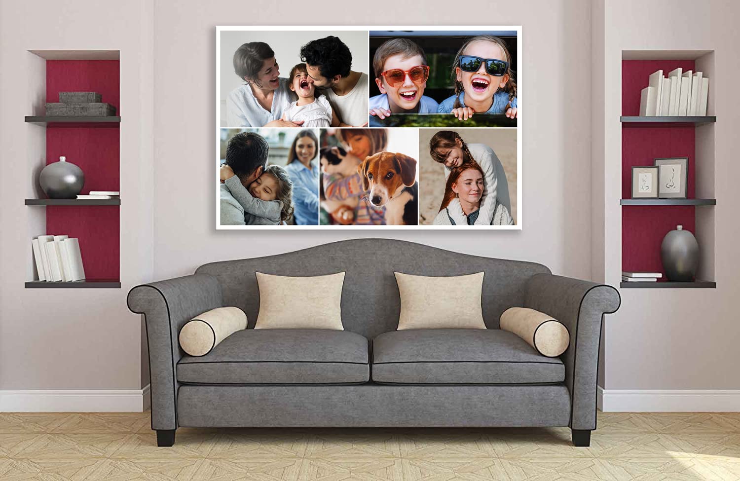 OOPS ORIGINALOOPS.COM, Lienzo collage personalizado con tus fotos. De 2 a 13 fotos, varios tamaños. Regalo personalizado. (80x80, 12+1 fotos - Cuadrado)