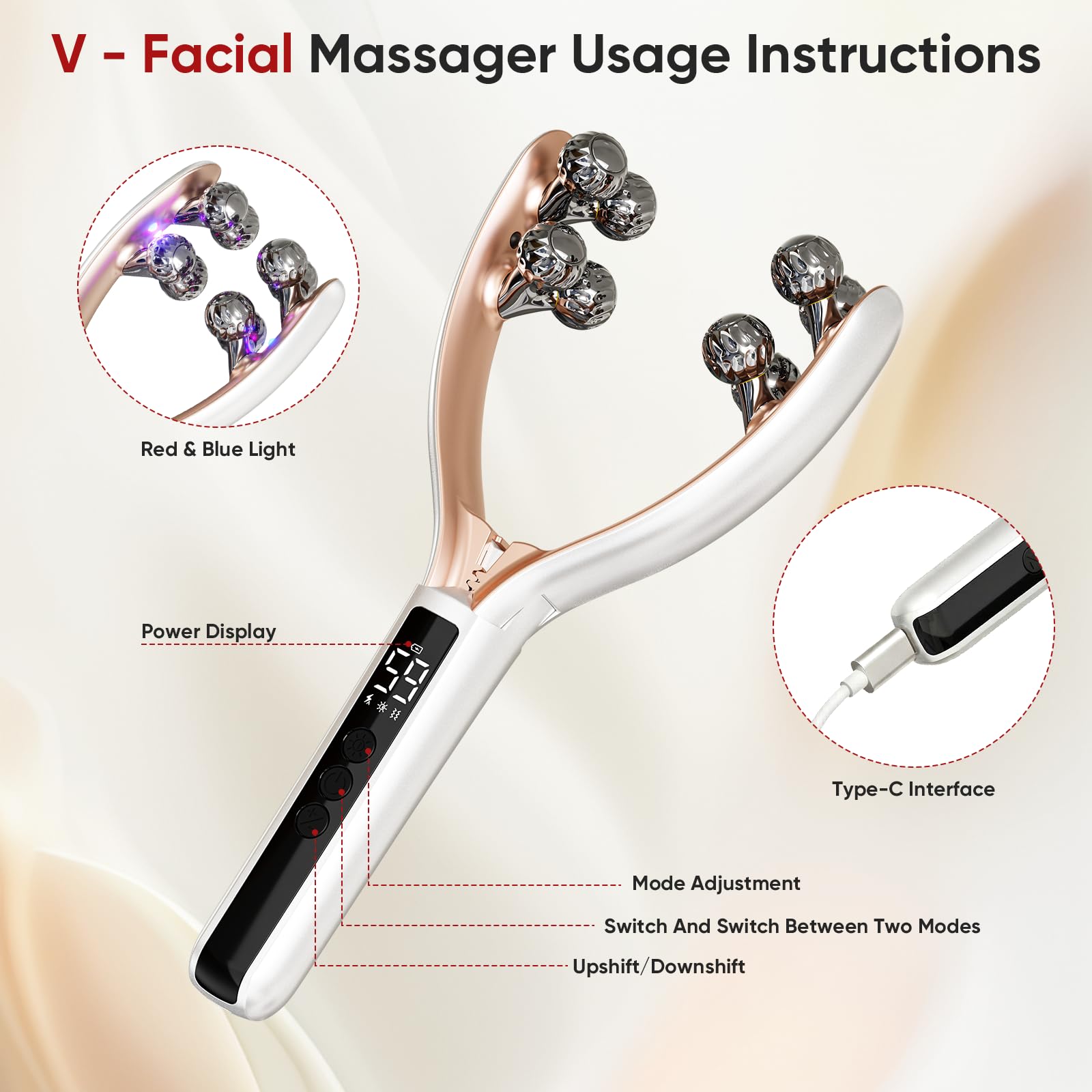 5 in 1 Face Massager, Face Roller Jaw & Tmj Massager for Lymphatic Drainage