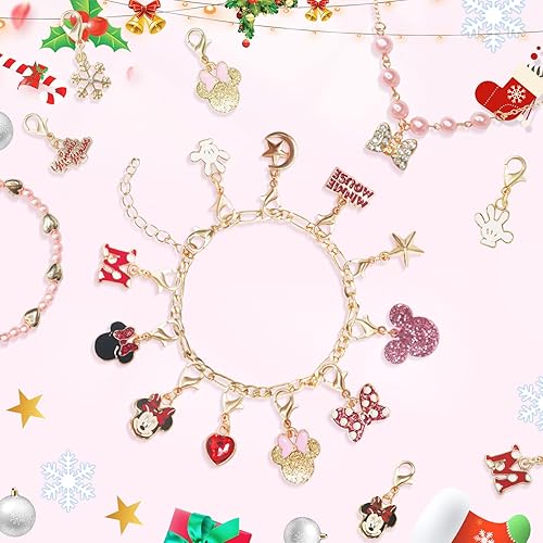 Miniatura 2 de Calendario de Adviento de Navidad 2025 para niñas, calendario de cuenta regresiva de 24 días con pulsera y collar de bricolaje, anillos, regalo
