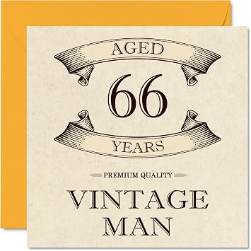 Vintage 66th Birthday Cards for Men, Aged 66 Years