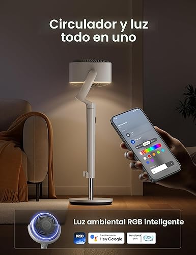 Miniatura 5 de Dreo Ventilador inteligente para dormitorio, ventiladores oscilantes omnidireccionales de 120 + 120, ventilador de pedestal silencioso de 90 pies