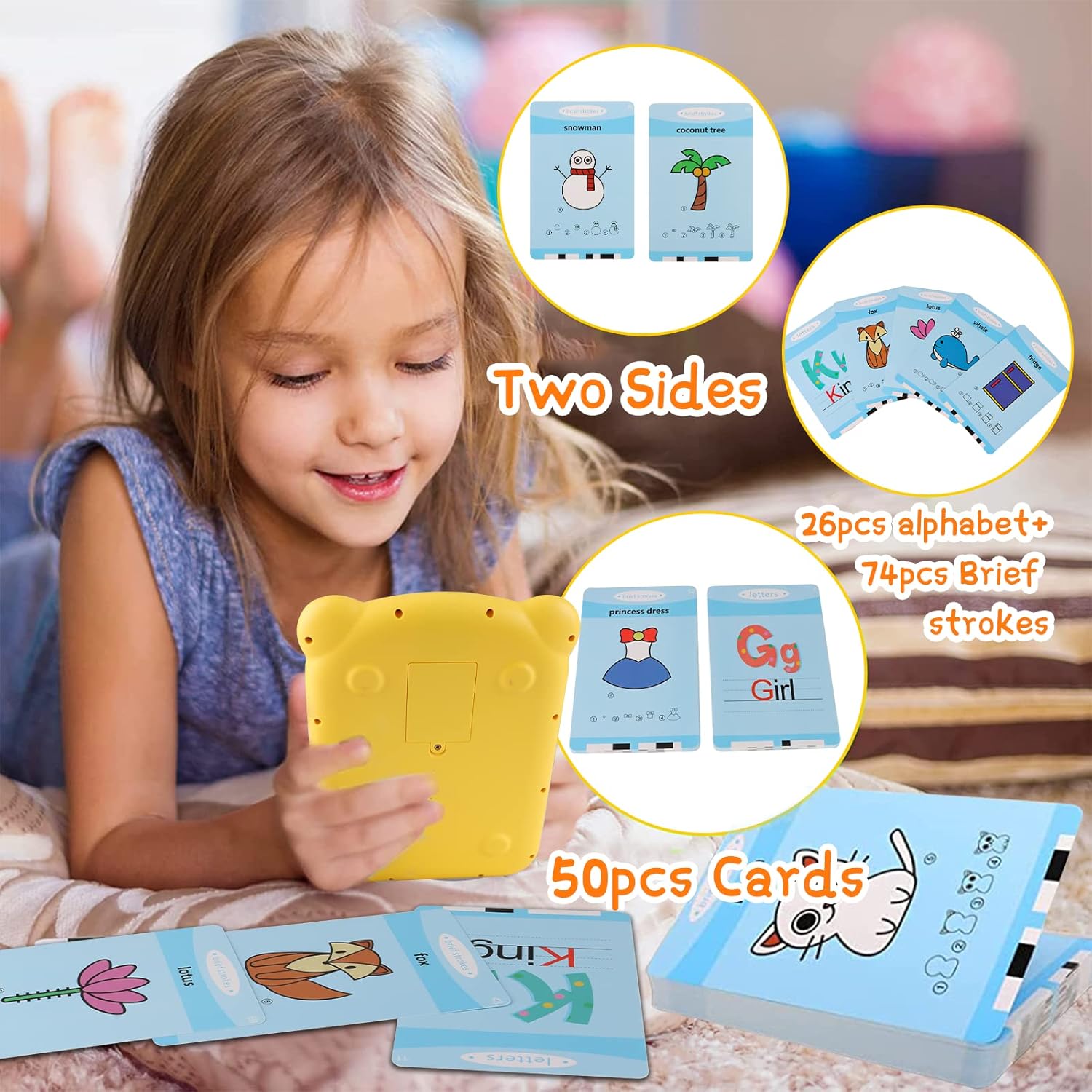 Talking Flash Cards with LCD Writing Tablet,2 in 1 Doodle Board