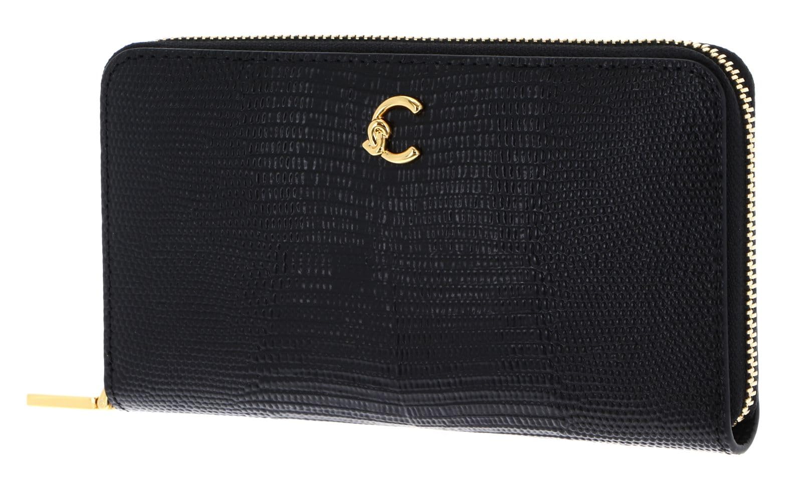 Porte-monnaie Coccinelle C-Me Lizard portefeuille noir en cuir véritable