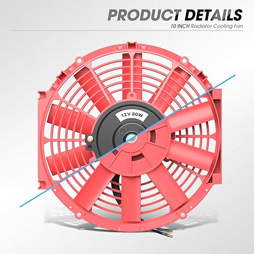 Vista 108 de DNA Motoring Ventilador de radiador delgado de enfriamiento eléctrico de alto rendimiento de 7 pulgadas con kit de montaje, azul, RAF-7-BL+FMK