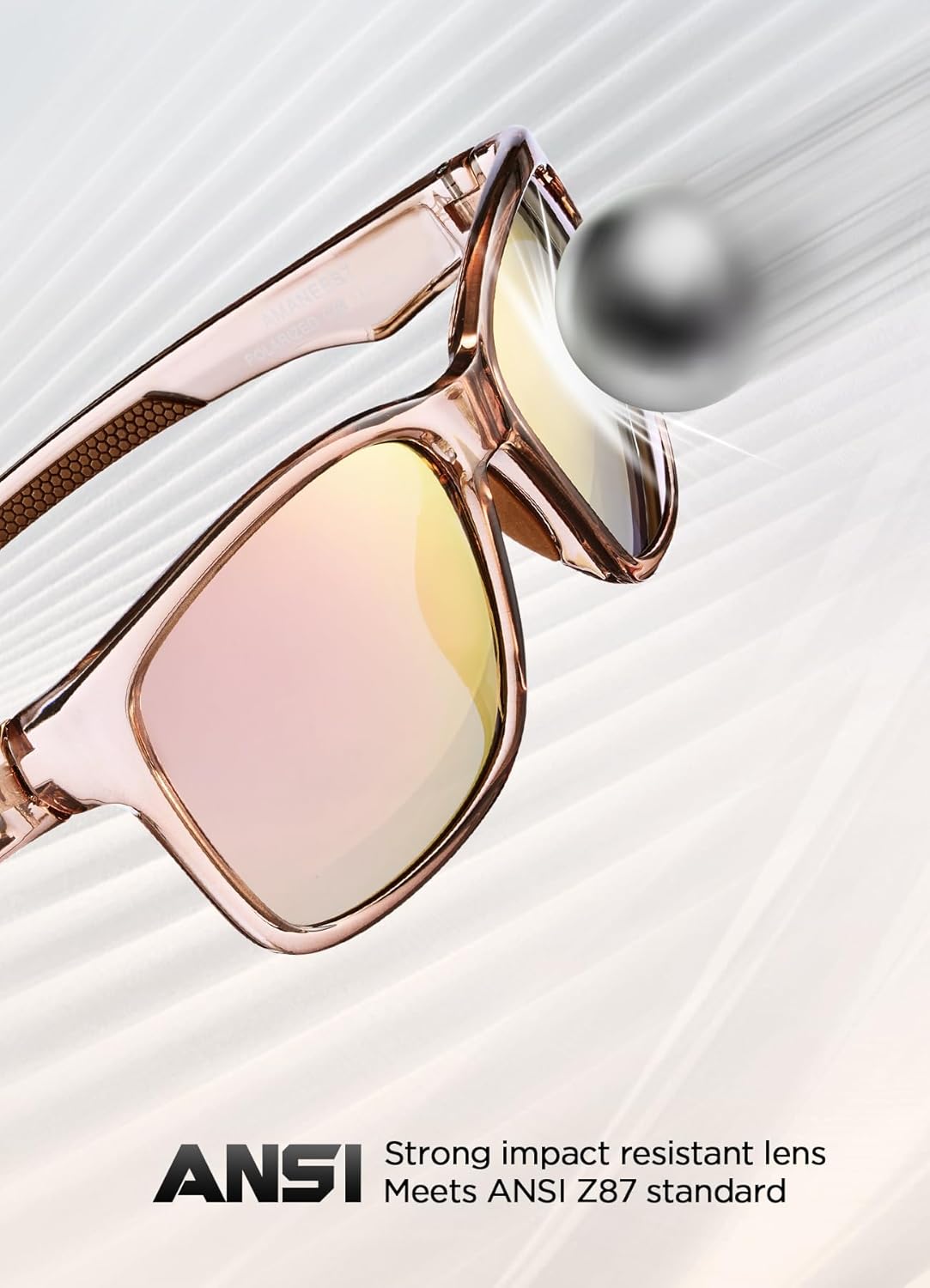Z87 Sunglasses for Women Men,Polarized Safety Glasses Pickleball Fishing Running Driving Softball Baseball Construction Pink