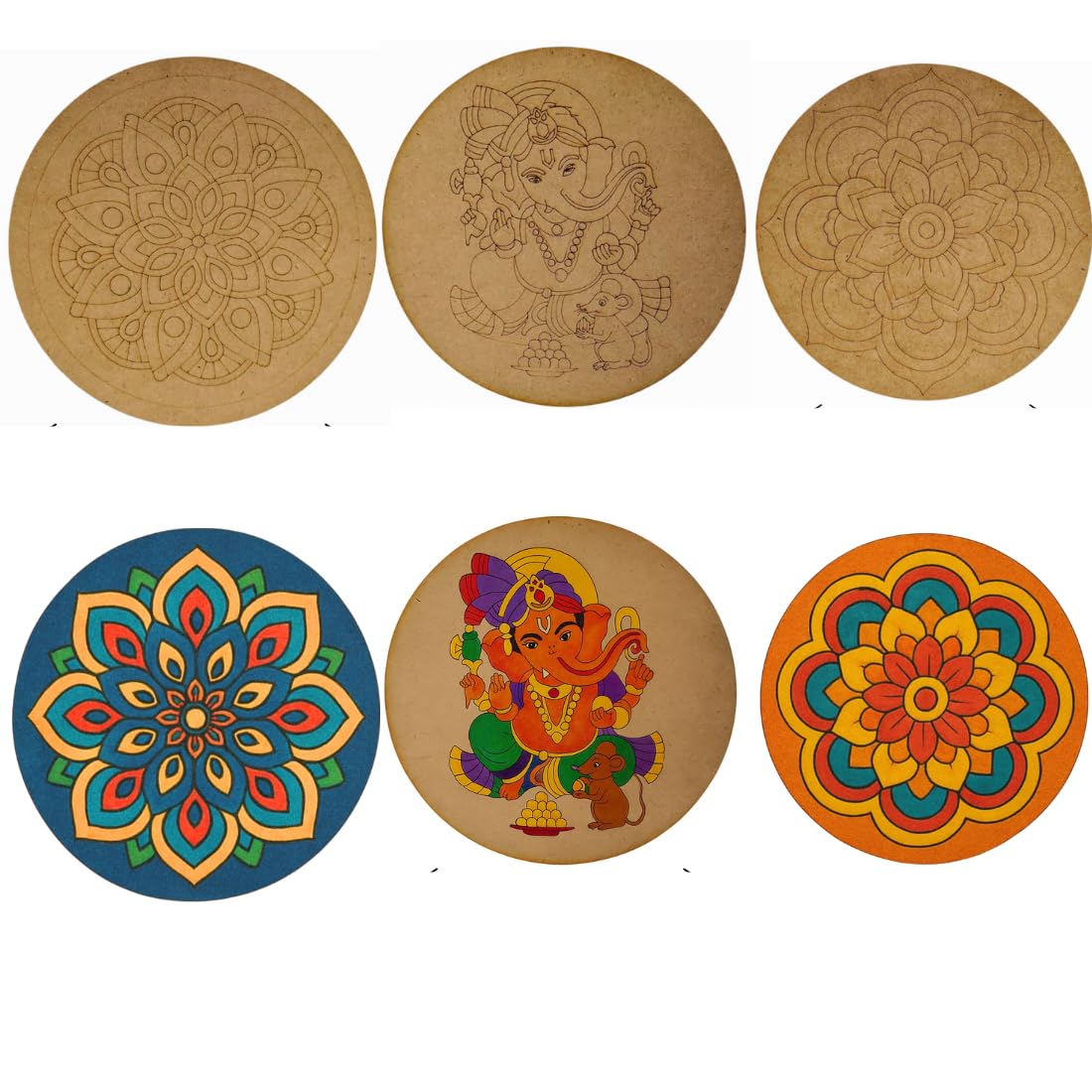 DIY MDF Mandala Art & Ganesha Painting Kit | 8' Pre-Drawn Round Wooden Base | Mandala & Traditional Art Kit for Kids & Adults | Ideal for Craft, Painting & Gifting-image-46