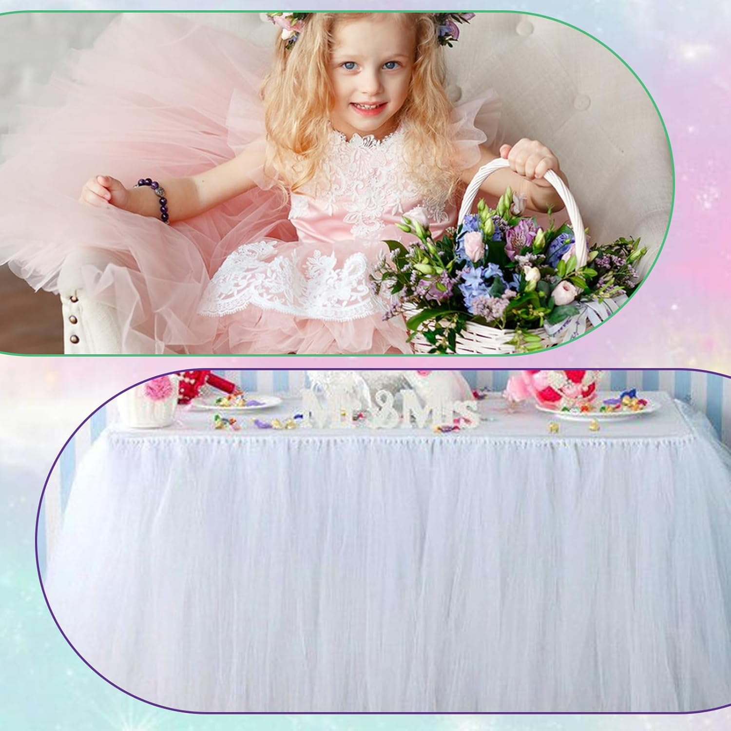 12 Pcs Rainbow Glitter Tulle Rolls 6 Inch by 10 Yards Tulle Rolls Netting Fabric Shiny Sequin Tulle Ribbon Craft Fabric for Tutu Skirts Sewing Birthday Wedding Baby Shower Party Decoration