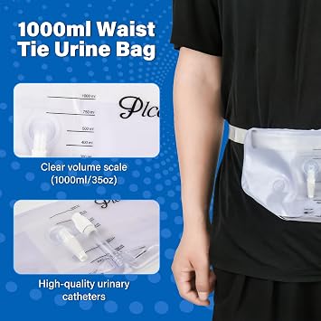 Urine Collection Bag with Waist Belt, 1000 mL (1 Pack)