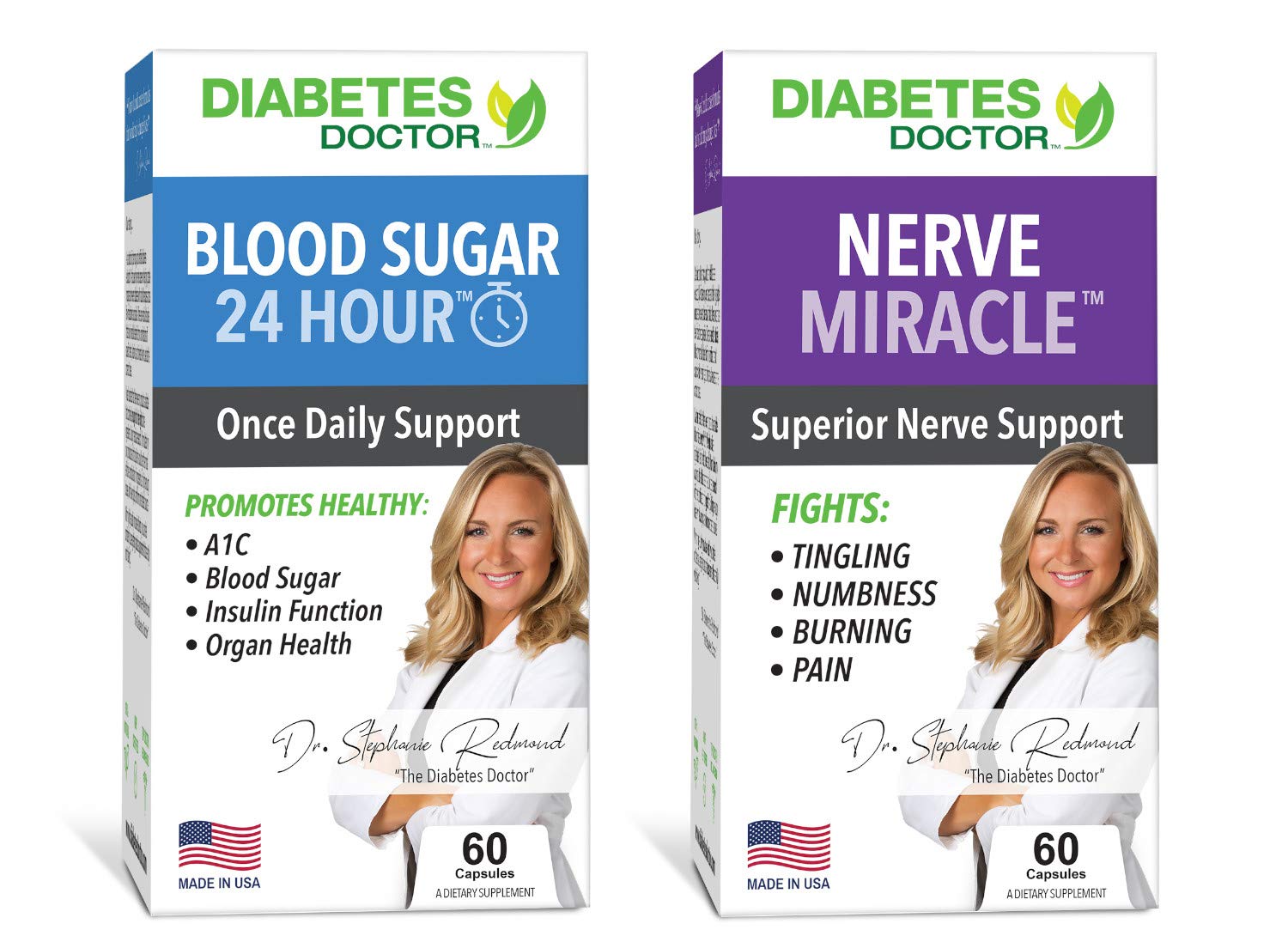 Diabetes Doctor Bundle Pack - 24 Hour Blood Sugar Daily Support & Nerve Miracle - Supports Healthy A