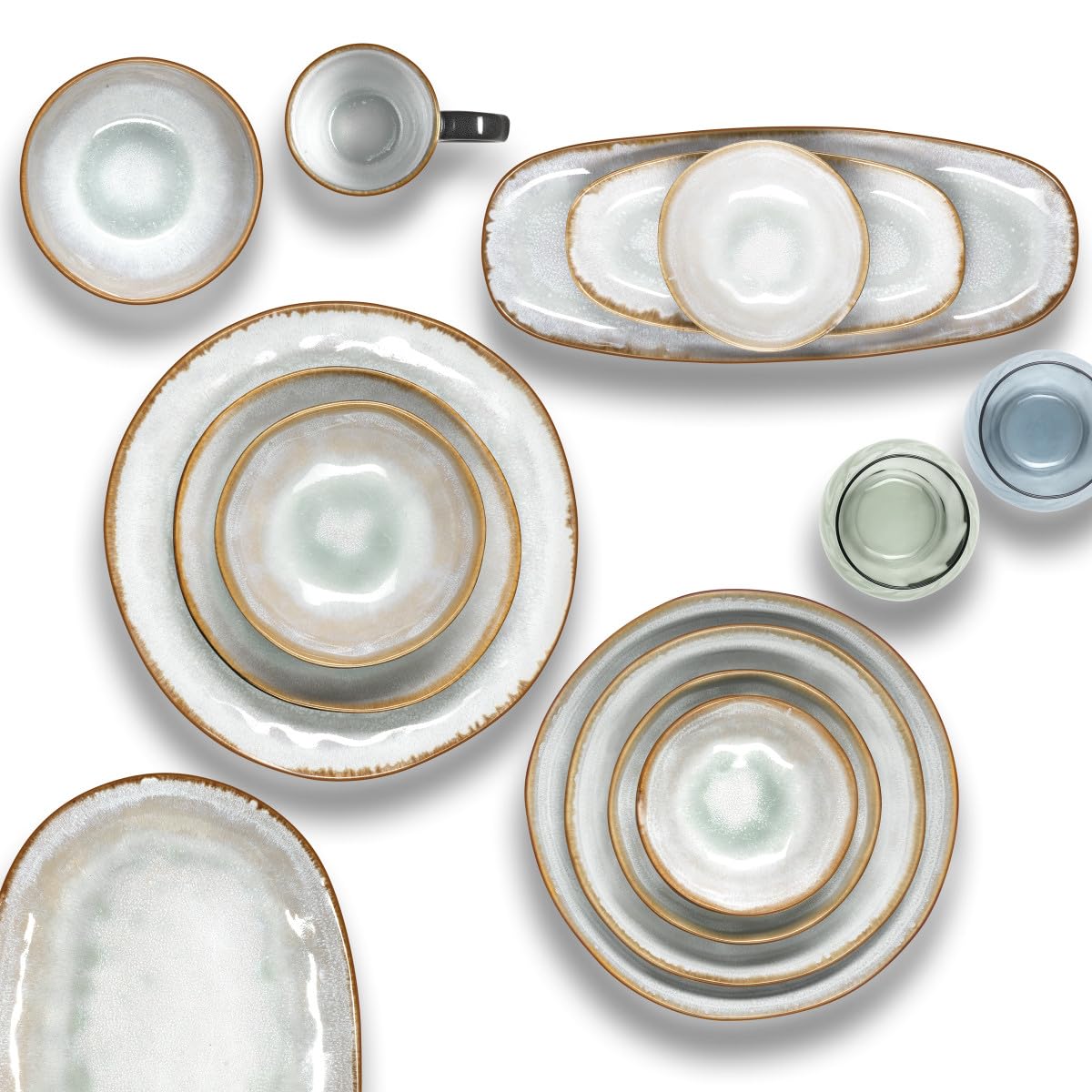 Médard de Noblat - Assiette plate - D28 cm - Shadow - Grès - Lot de 6 - Bleu clair