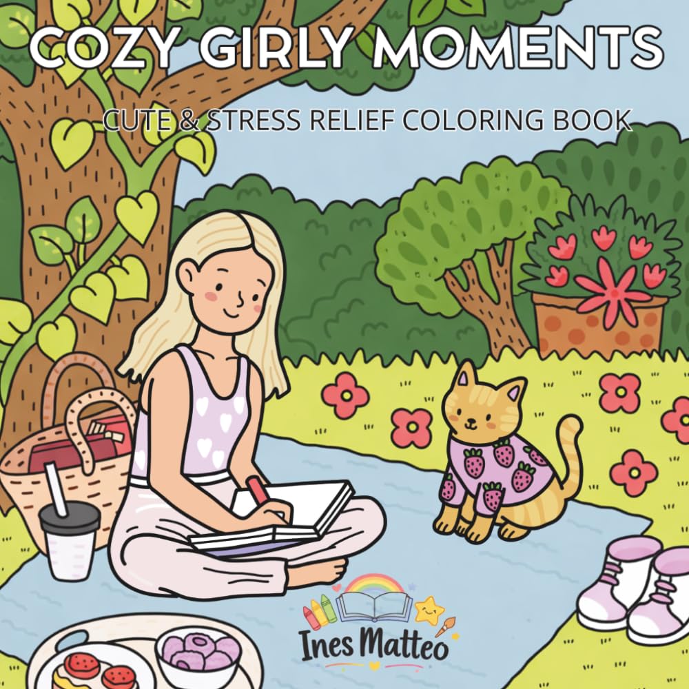 Cozy Girly Moments: Cute & stress relief coloring book