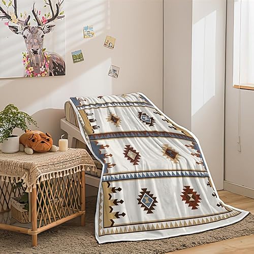 Miniatura 2 de DYNH Aztec Throw Blanket, Native American Blanket Southwestern Boho Throw Flannel Blankets for Couch & Bed, Mexican Blankets and Throws for Couch