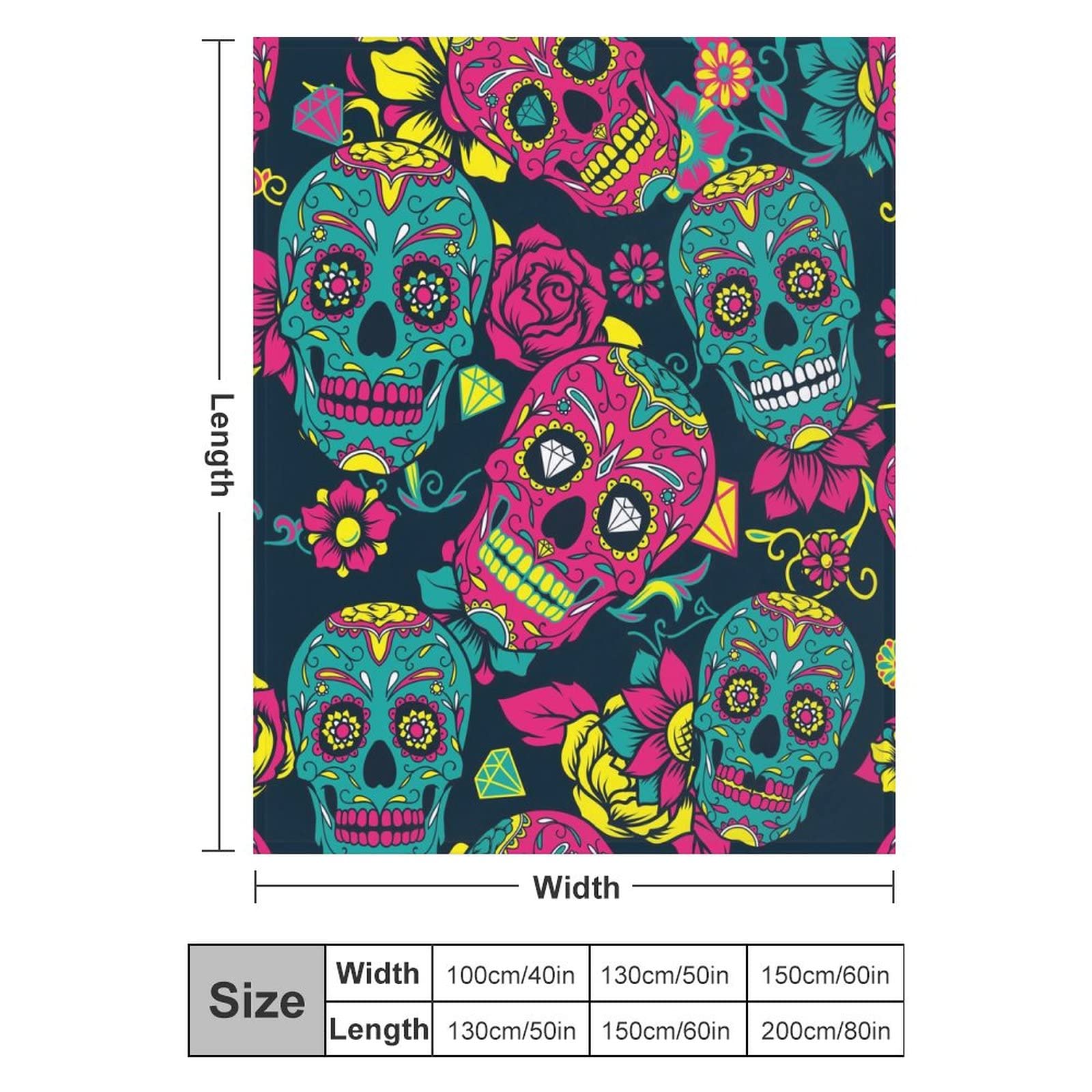 DENMER Coperta In Flanella Personalizzata Con Teschio Messicano, Consistenza Morbida E Confortevole, Leggera E Calda E Resistente, Adatta Per Divano, Camera Da Letto, Camera Degli Ospiti, Ecc
