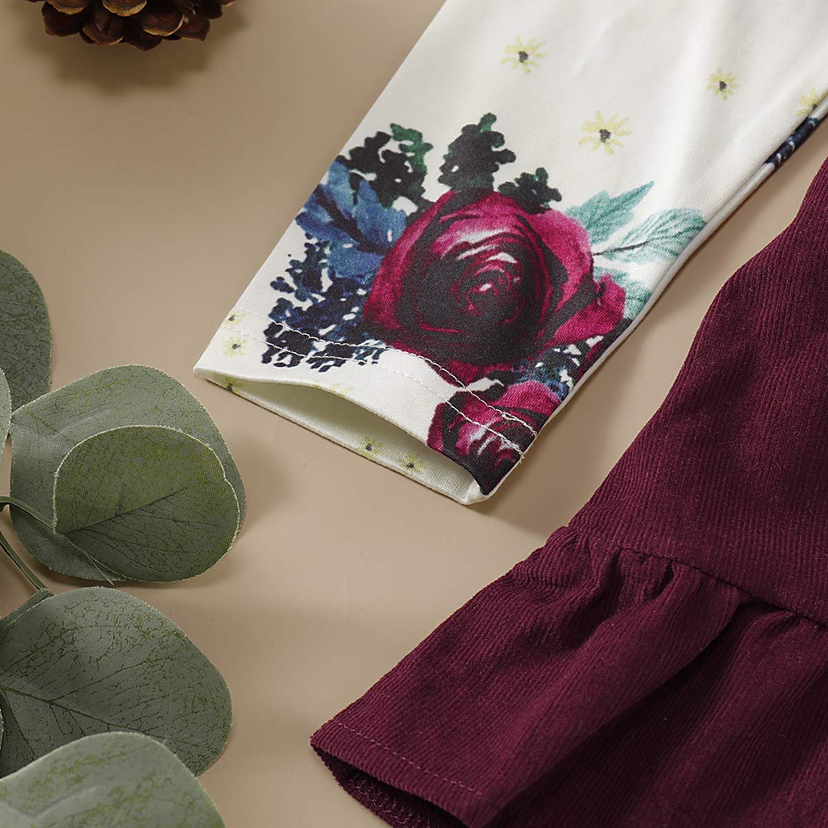 Ropa de bebé recién nacido de manga corta Trajes de volantes mameluco superior falda de tirantes para bebé 2 unids niña vestido general - rojo - 12 -18 meses