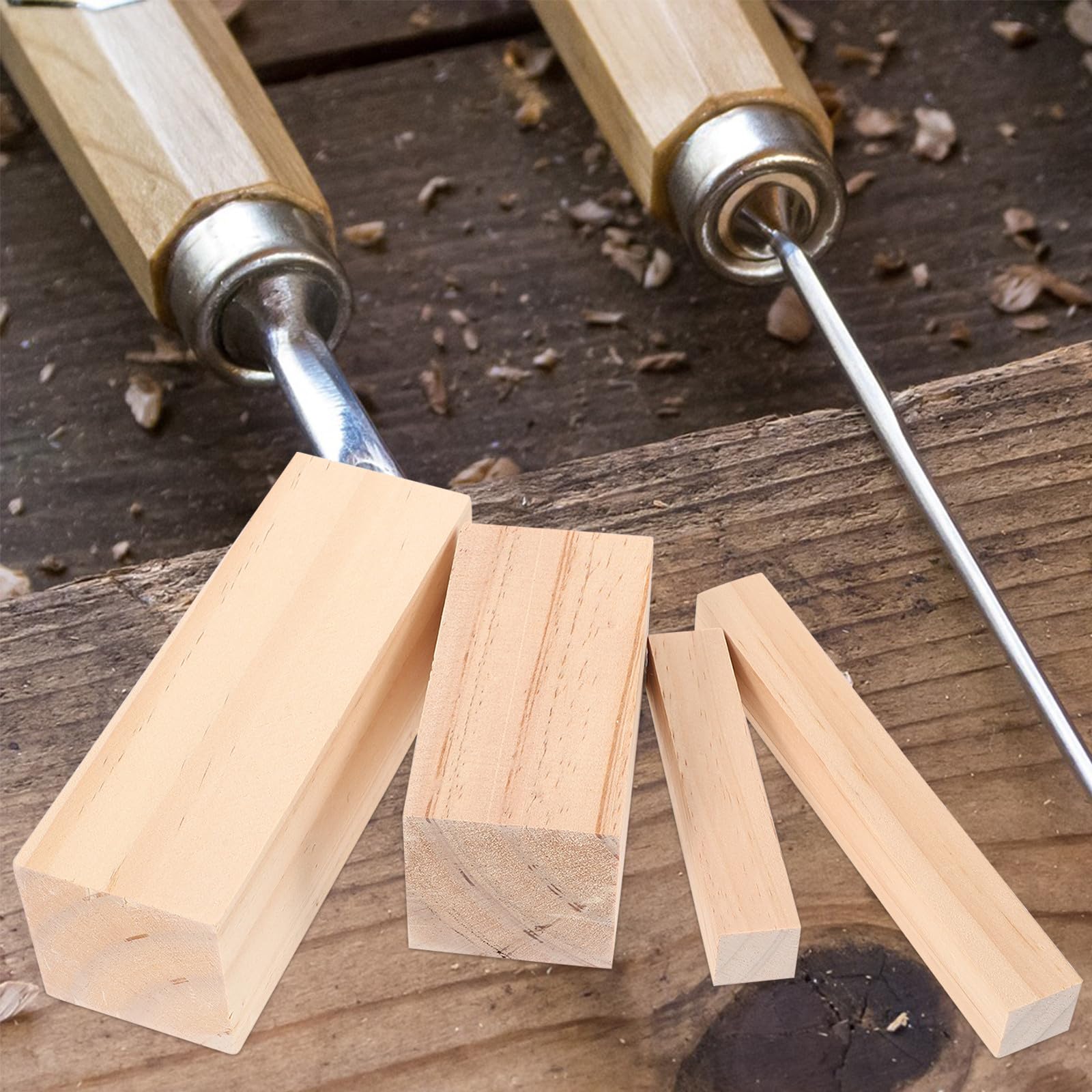 NOLITOY 16 Stück Khaki Holzschnitzblöcke ohne Noppen mit Gleichmäßiger Textur 2cm X 5cm Holzstäbe zum Schnitzen und Basteln für Anfänger und Selbstgemacht Projekte