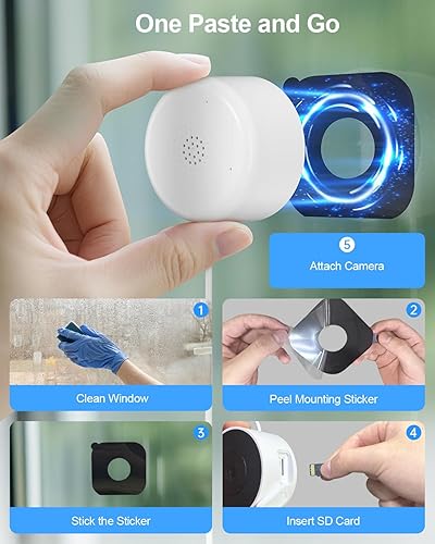 Miniatura 8 de Cámaras de ventana de 4MP2K para seguridad del hogar, 2 paquetes de cámaras de seguridad para interiores 5G y 2.4G con luz negra, visión nocturna a