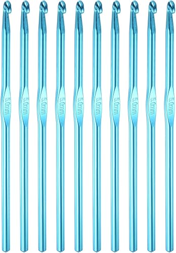 uxcell Agujas de tejer de aluminio para tejer de 0.197 in, tamaño de EE. UU., talla H (talla 8), color azul, 10 unidades