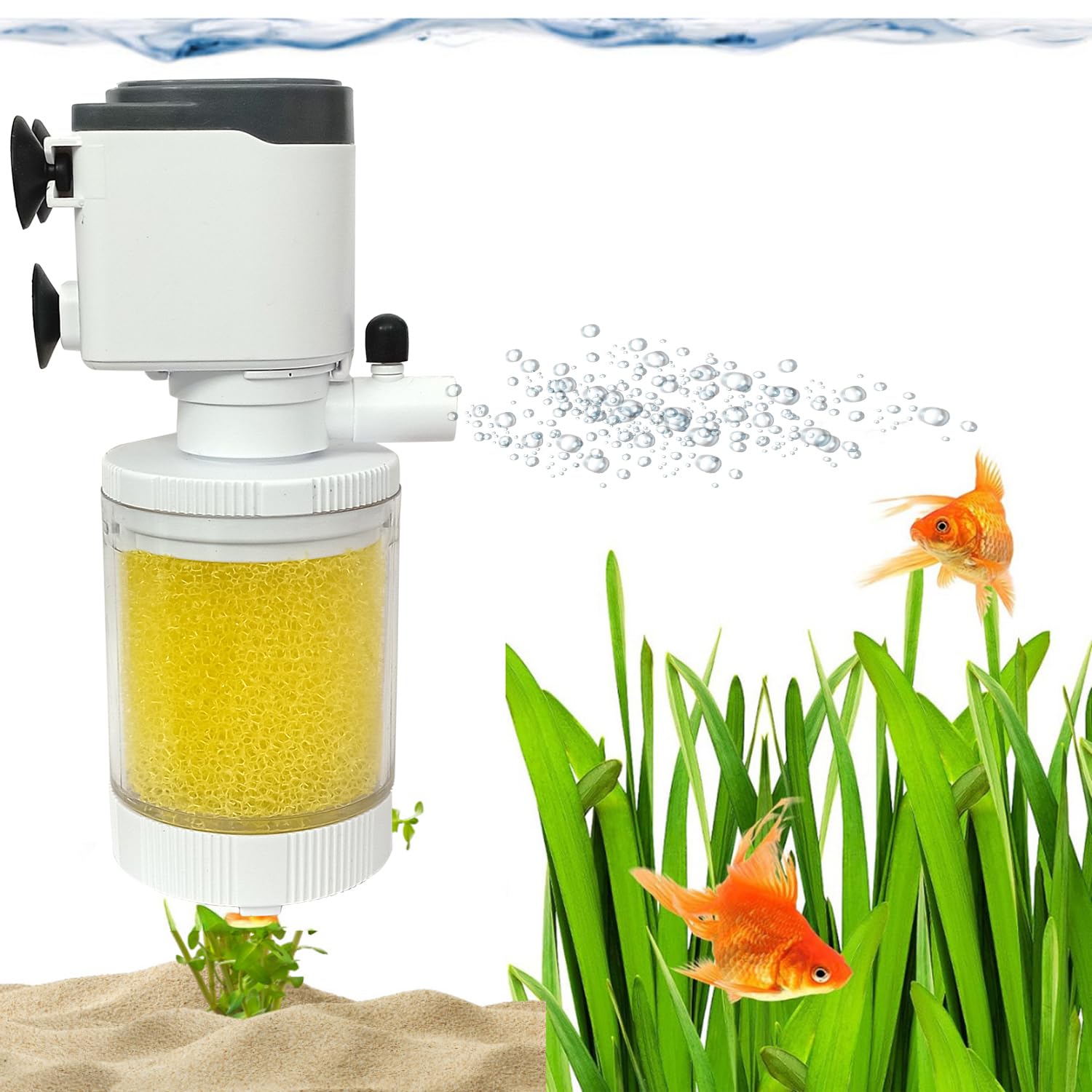 Jainsons Pet Products Sobo Submersible 4-in-1 Aquarium Internal Filter Aquarium Fish Tank Power Aquarium Filter Biological Filtration for Salt/Fresh Water (WP-1300A |4W |F.Max: 400L/H | 6 Inch)-image-14