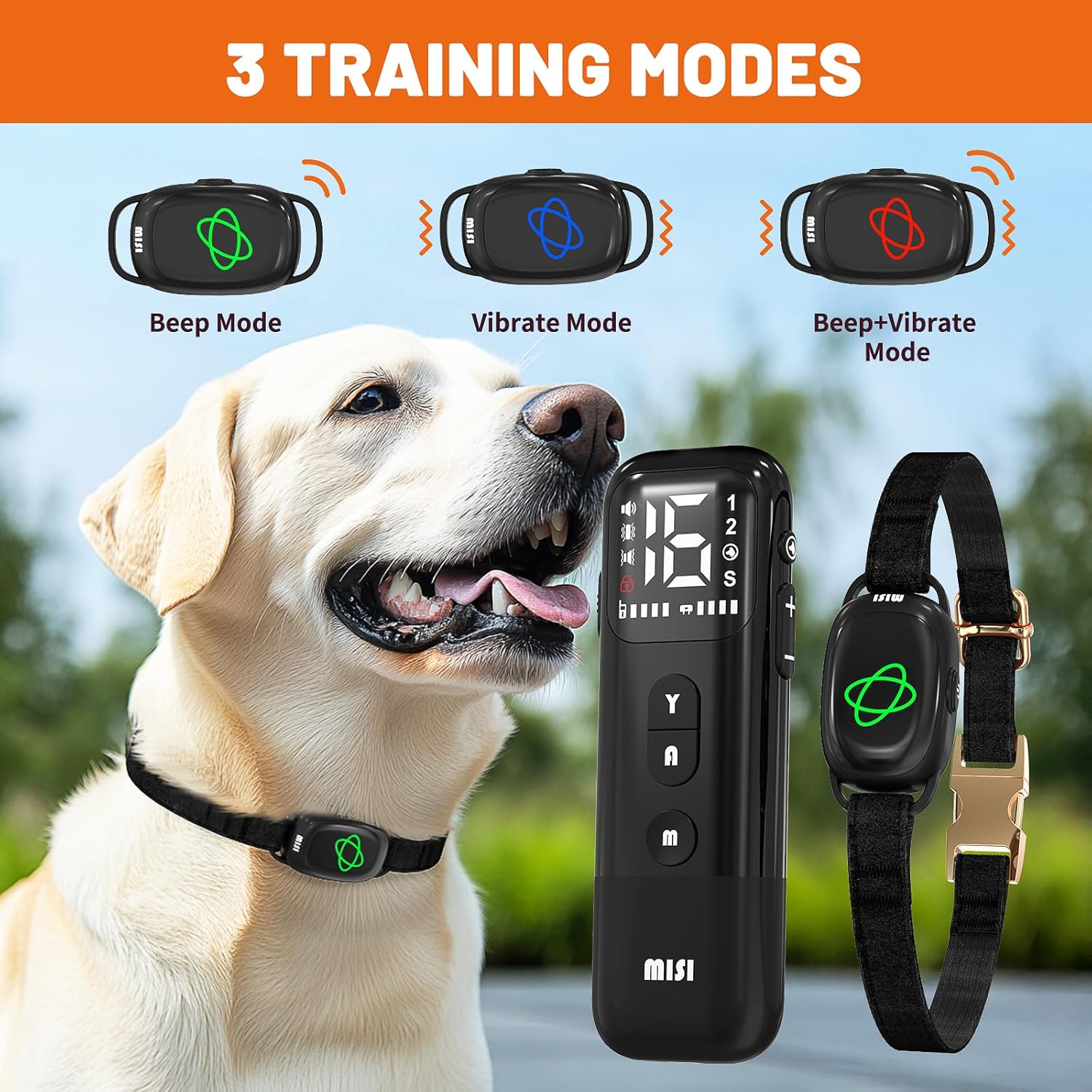 Non-Shock Luxury Bark Collar-Adjustable Fit, No Shock for Small,Medium,Large Dogs, Advanced Technology with Remote, Automatic Bark Collar, Rechargeable, Dog Training, Anti-Barking, Soft Velvet,Black