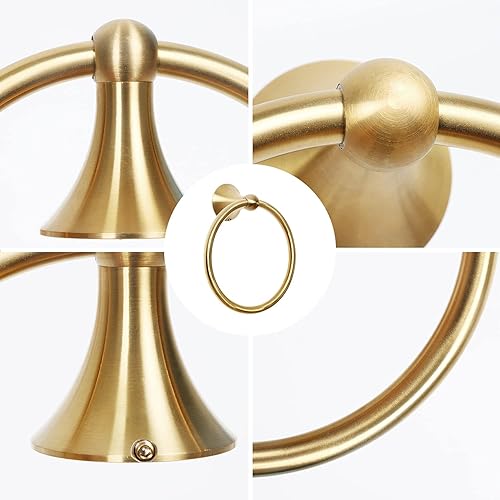 Miniatura 10 de HouseAid Toallero de acero inoxidable para baño, soporte para toallas de mano, moderno círculo, toallero redondo montado en la pared, negro mate