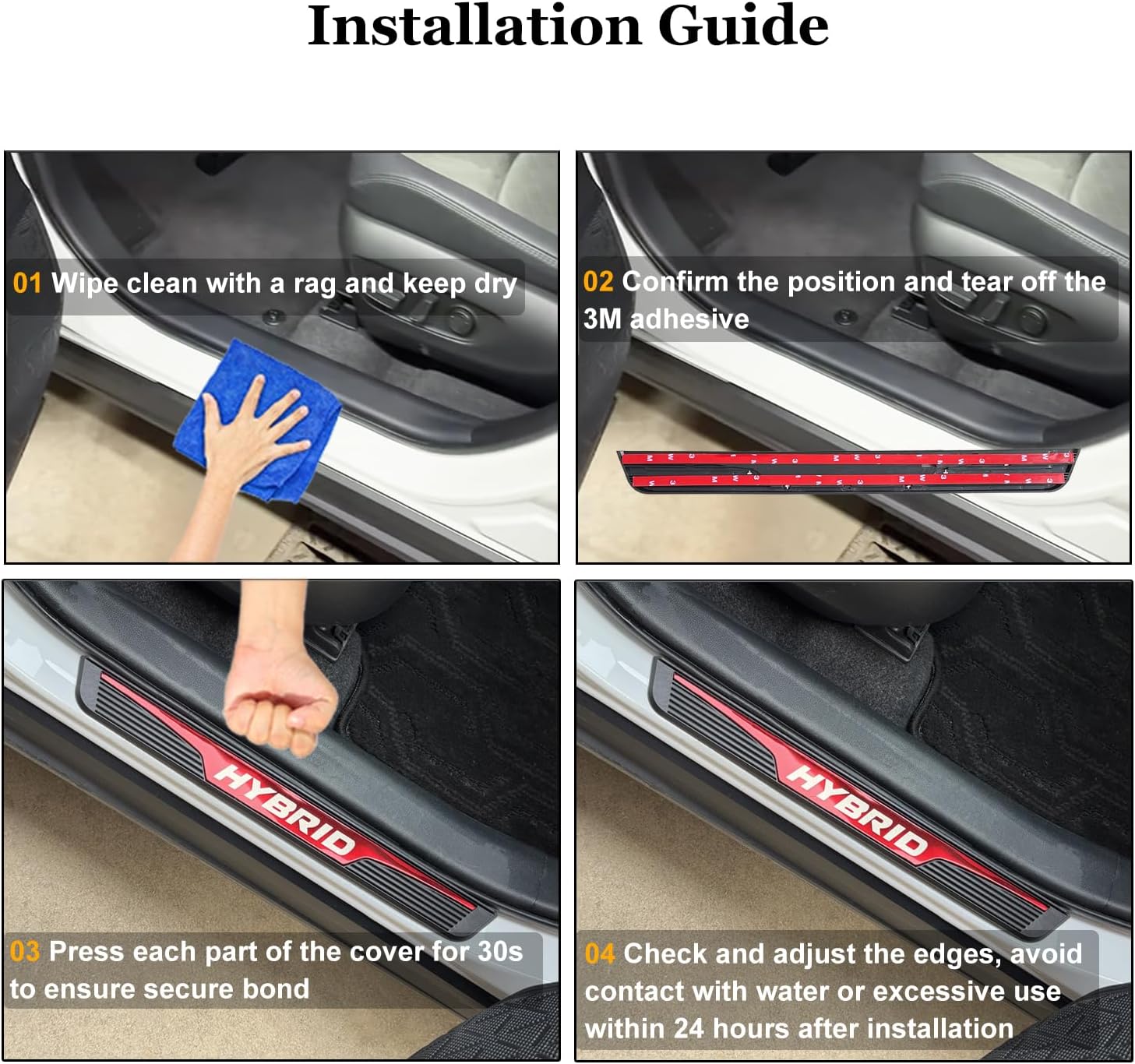 Red Door Sill Protectors Trims for Car Hybrid Accessories, Stainless Steel Cover Guard Sills Protector Door Scuff Plate Anti-Scratch Welcome Pedal Protect (Width 1.97")