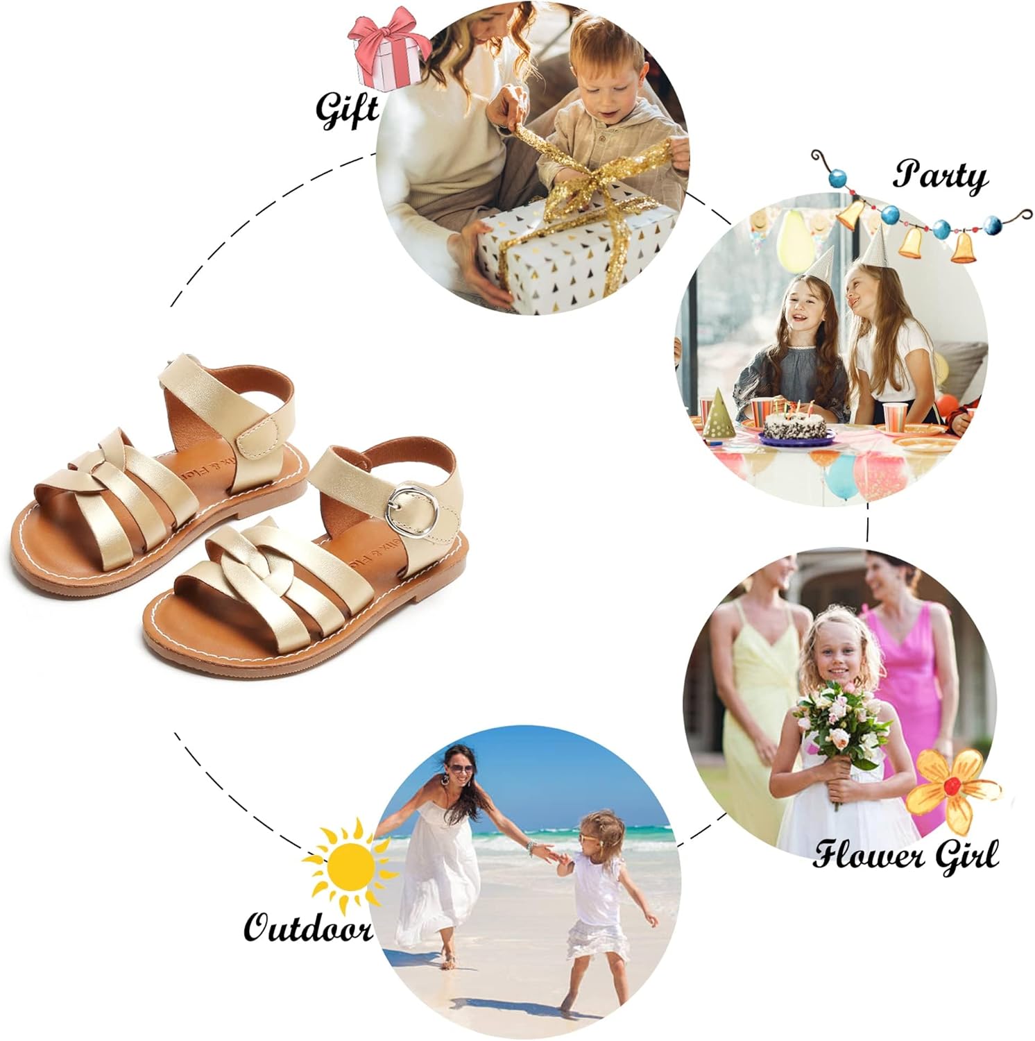 Felix & Flora Toddler Girl Sandals - Little Girl Easter Summer Dress Shoes Lightweight Open Toe Beach Holiday. - Image 4