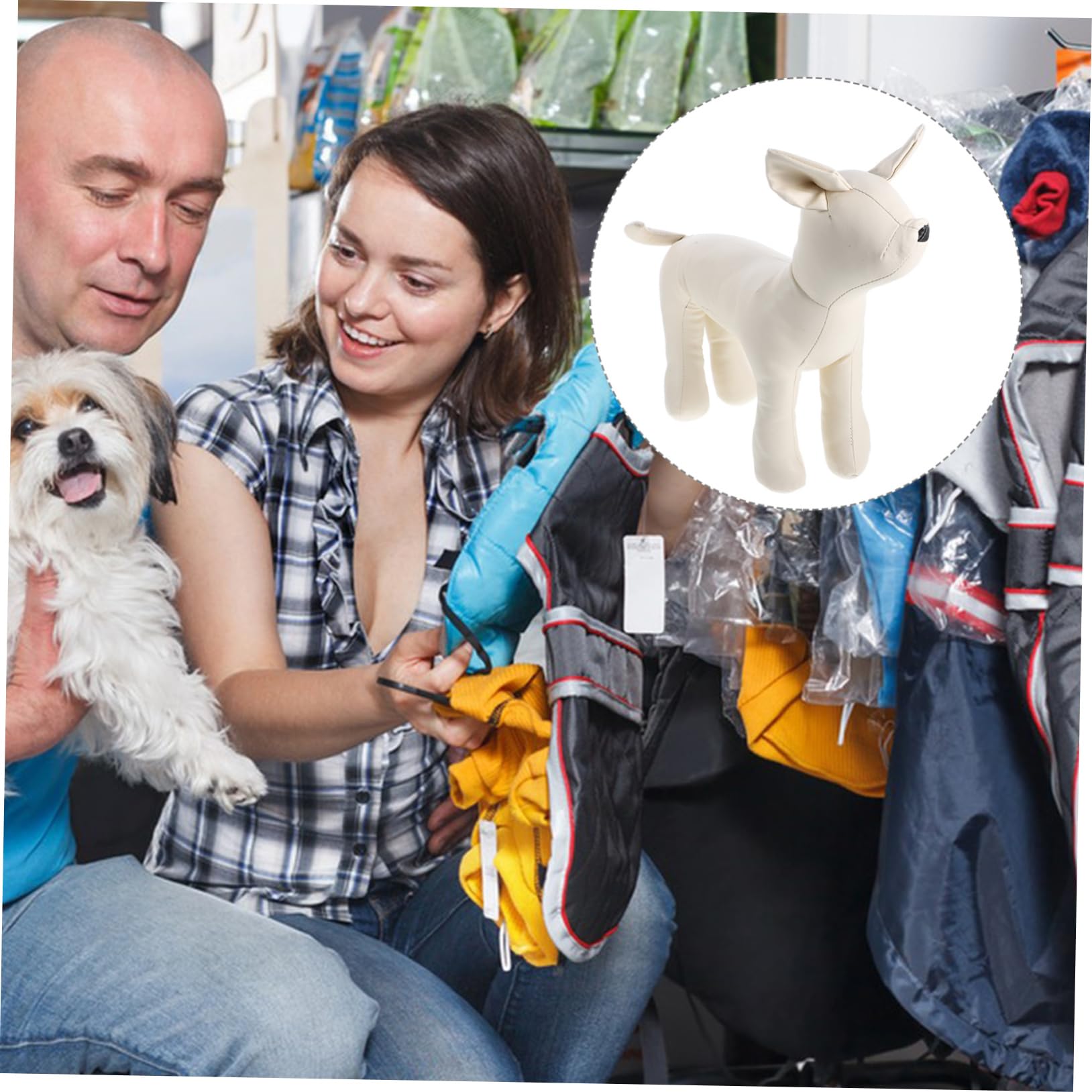 Cabilock Stehende Hunde Schaufensterpuppe zur Präsentation von Hundebekleidung aus Leder und Baumwolle Größe S Weiße Sitzende Hunde Schaufensterpuppe für Tiergeschäfte und Hundezubehör