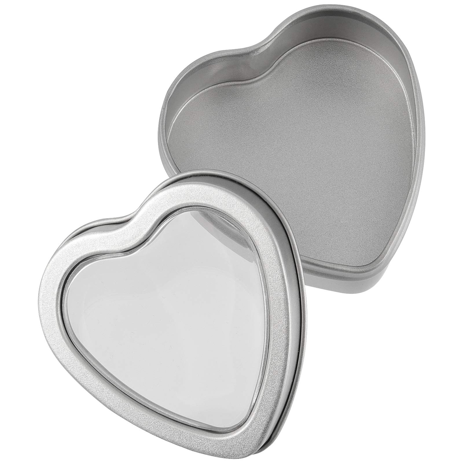 40 sztuk metalowych puszek 59 ml, puste puszki na świece z przezroczystymi pokrywkami okiennymi, metalowe puszki w kształcie serca, pojemniki na świece, pojemniki na świece, cukierki, prezenty