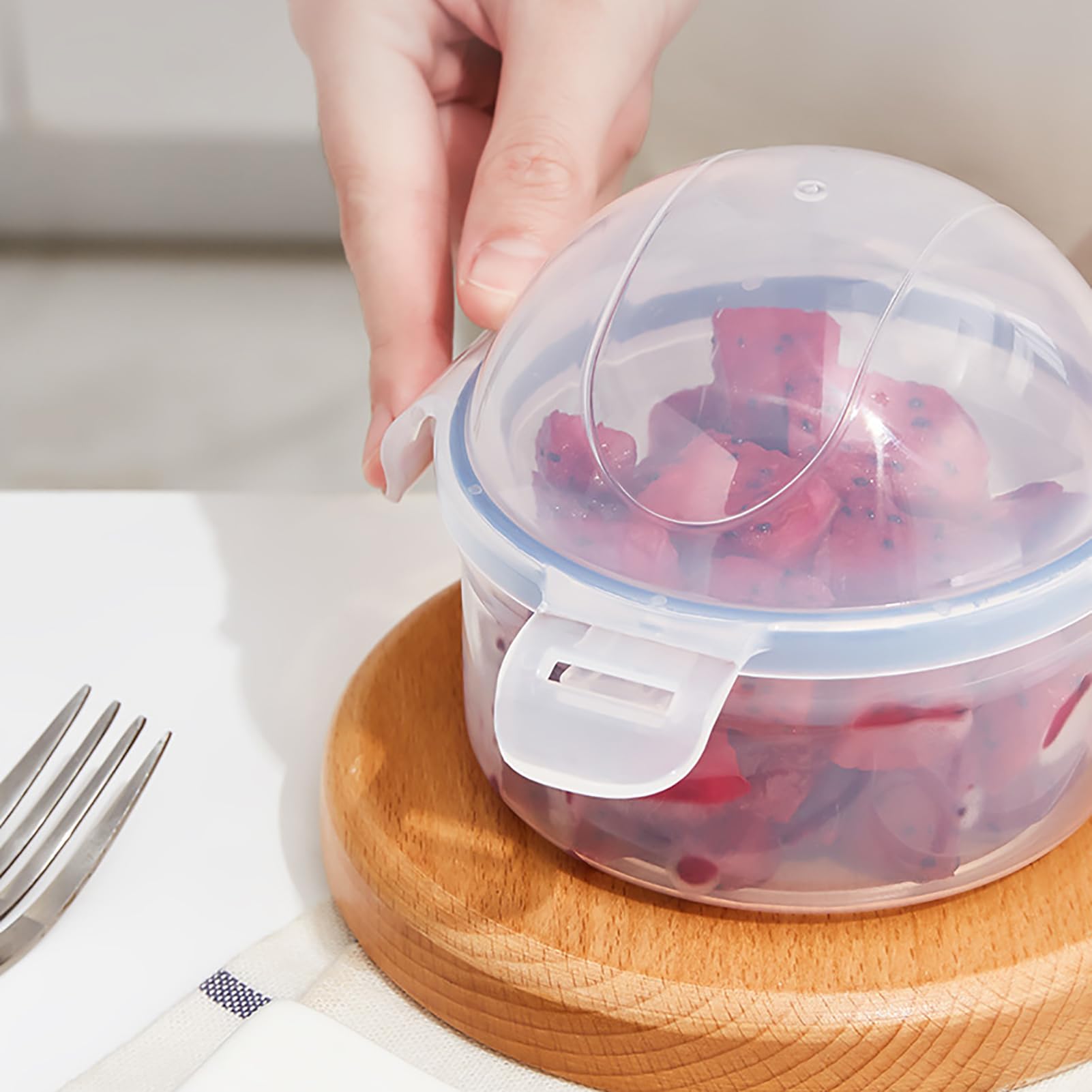 Contenedor Pequeño Para Frutas Y Verduras - Con Tapa Hermética 4 Bisagras, Apto Microondas Y Lavavajillas