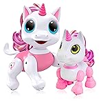 Power Your Fun Robo Pets Unicorn Toy 2pk Set - Unicorns Gifts for Girls and Kids (1) Unicorn Robot STEM Toy with Interactive Hand Gestures or Remote Control to Move and (1) Mini Automated Smart Robot