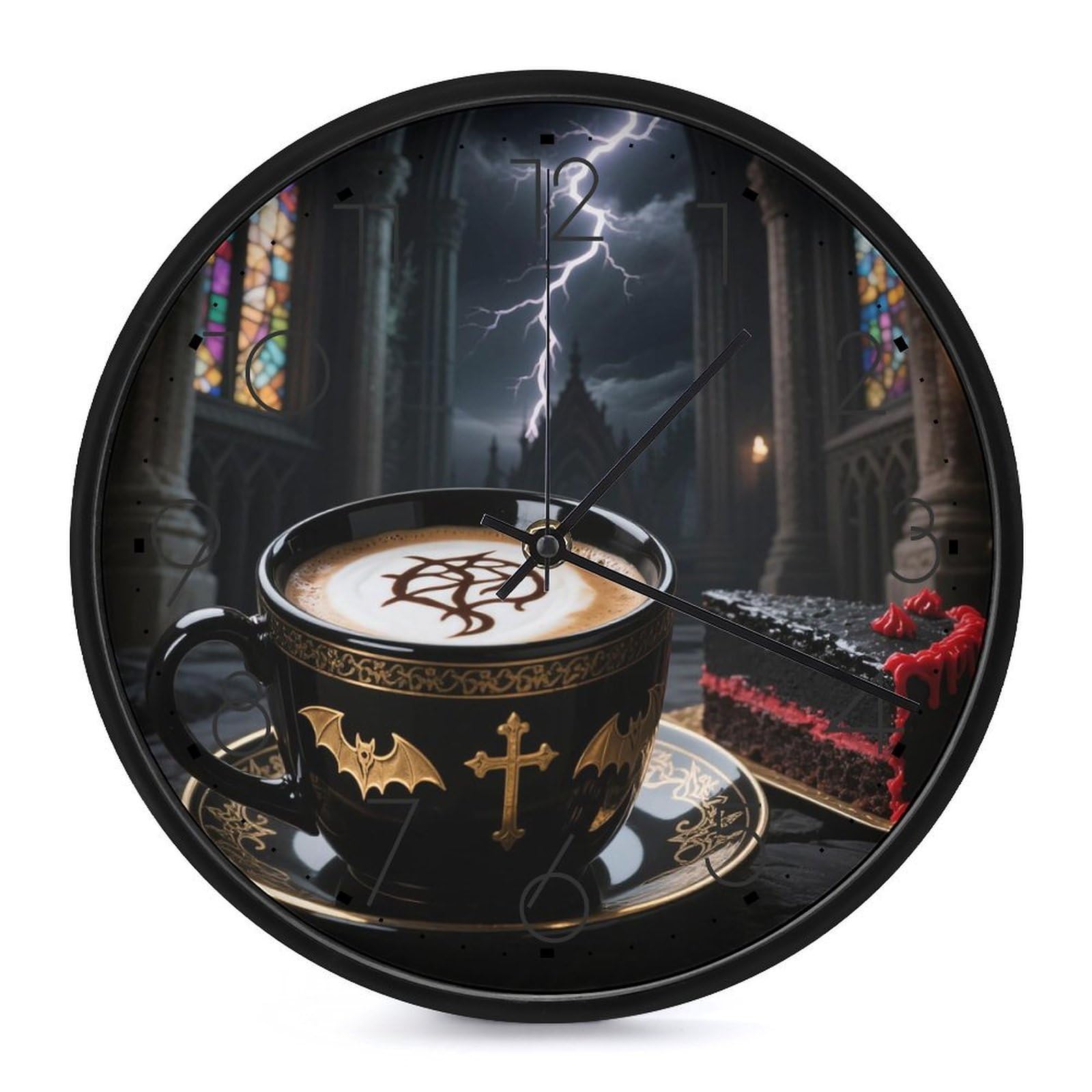 DWVTSLH Gothic Style Coffee Wall Clock 10 Inch Silent Non-Ticking Modern Clocks Battery Operated - Decorative Wall Clocks for Bedroom Living Room Kitchen Office Wall Decor Gift Idea
