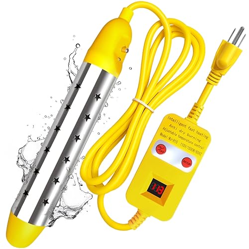 Calentador de agua de inmersión portátil de 1500 W, calentador de cubo sumergible con termostato y pantalla LED de temperatura, protección contra