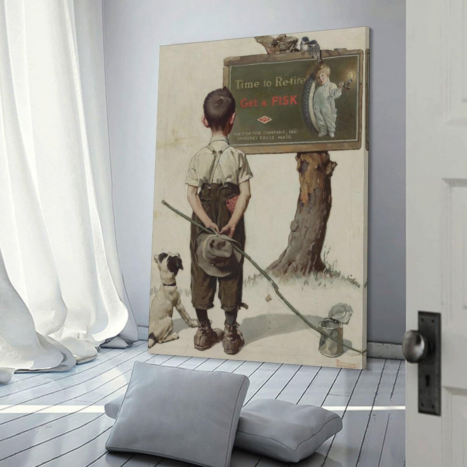 80s ビンテージ ポスター 額装 ノーマンロックウェル 動物病院の待合室 80s ビンテージ ポスター 額装 ノーマンロックウェル 動物病院の