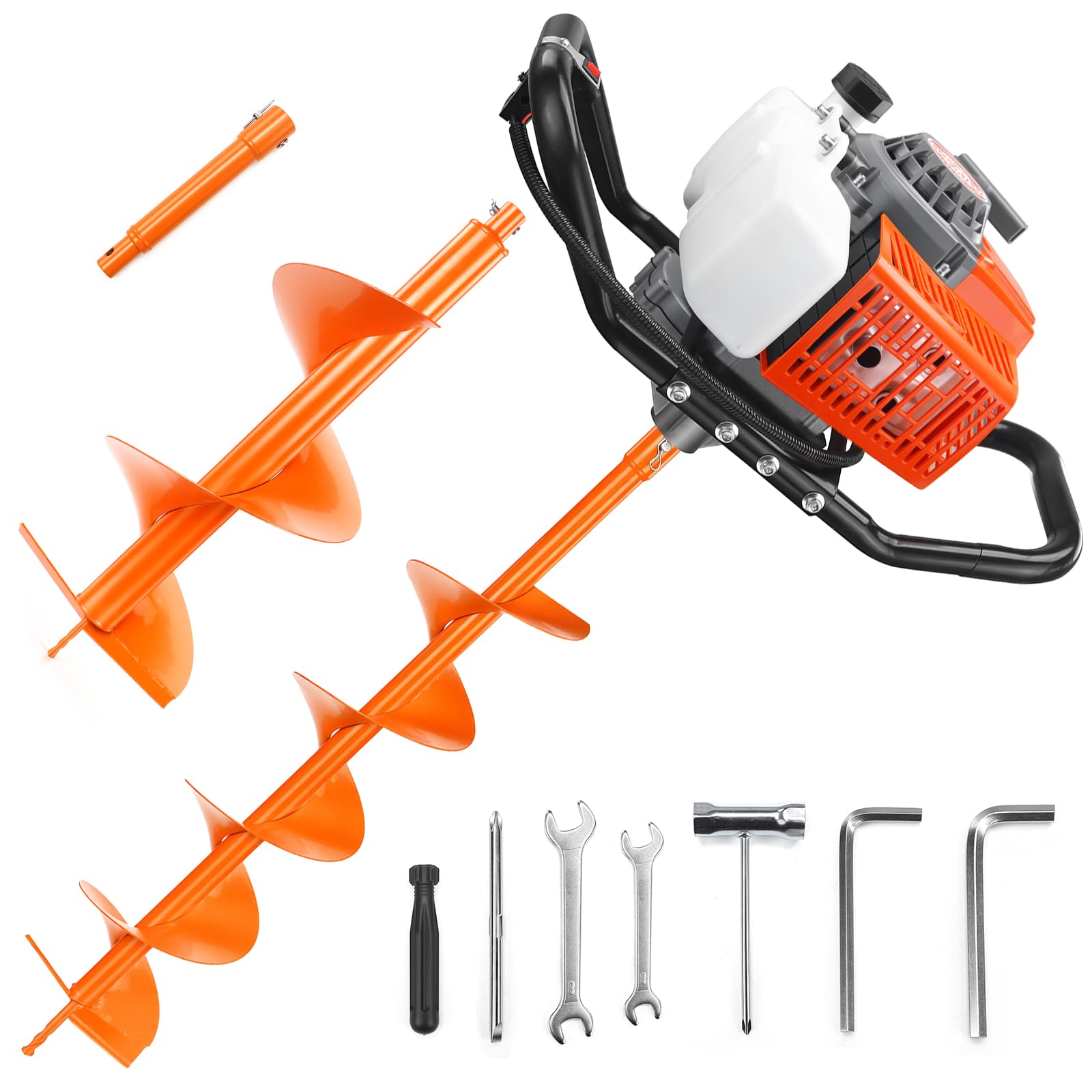 NEO-TEC 72CC Post Hole Digger Gas Powered Auger with 6"10" Bits &amp; 1 Ext Bar