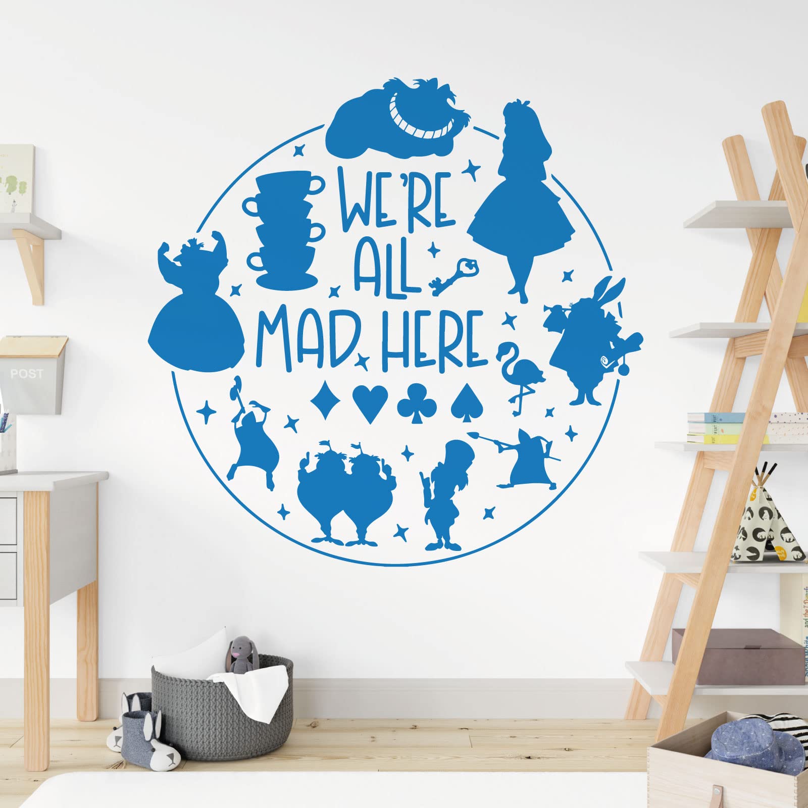 We're All Mad Here - Alice in Wonderland Story - Book Film Quote Decal Wall Sticker [Large] [Ocean]