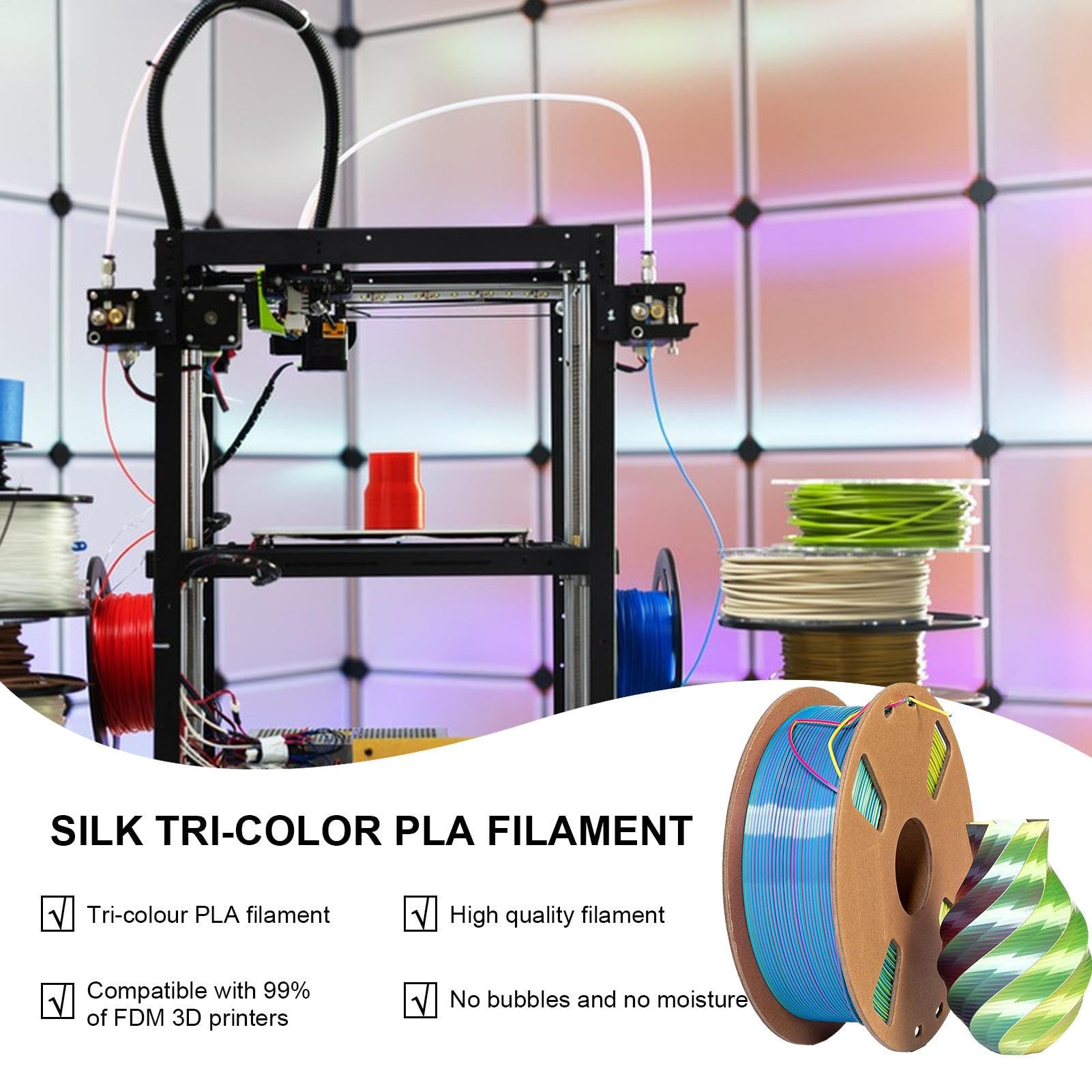 Filamento para impresora 3D, paquete de filamento PLA de 1.75 mm | paquete de accesorios para impresora 3D, material de impresión fuerte y suave, rollo de recambio de filamento 3D para bolígra