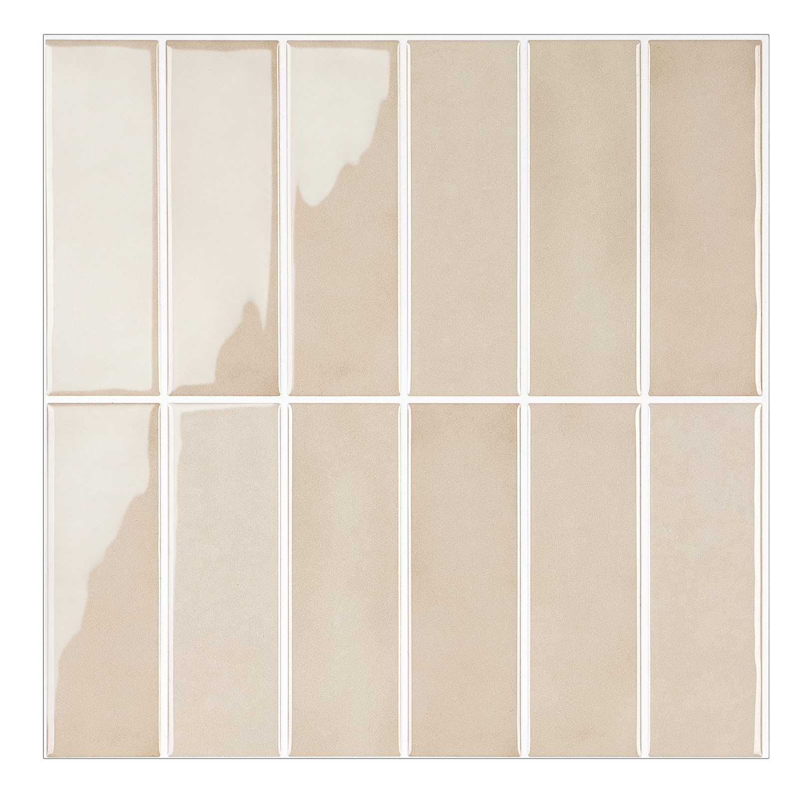 Alwayspon 30.5×30.5cm×10Pcs Cream 3D Vinyl Backsplash Tiles, Self-Adhesive Peel and Stick Wall Tile Stickers Stick on Subway Tiles for Kitchen Bathroom Wall