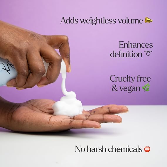 Only Curls Curl Mousse, 200ml, Curly Hair Product, Curl Volumiser & Control, Protein Rich, Lightweight Styling Foam, Conditioned, Defined, Frizz-Free Curls, For All Curly Hair Types