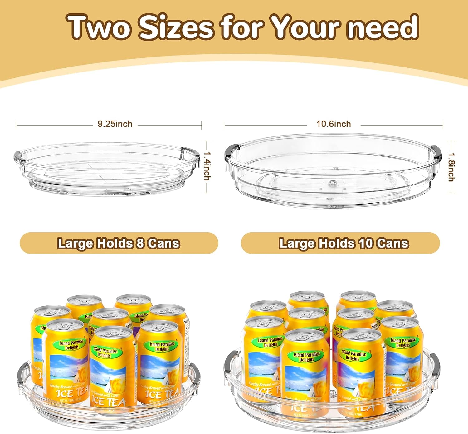 INCOSTAR Lazy Susan 2 Pack, 10.6 Inch Clear Turntable for Kitchen Cabinet image 2