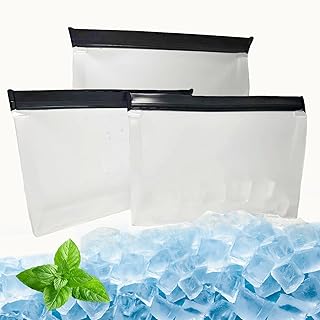 3 Pcs Reusable Ice Storage Bags with Secure Zip, Freezer Bags Clear Freezer Storage Bags Ice Holder for Ice and Food Storage(10"*7"*2.5")