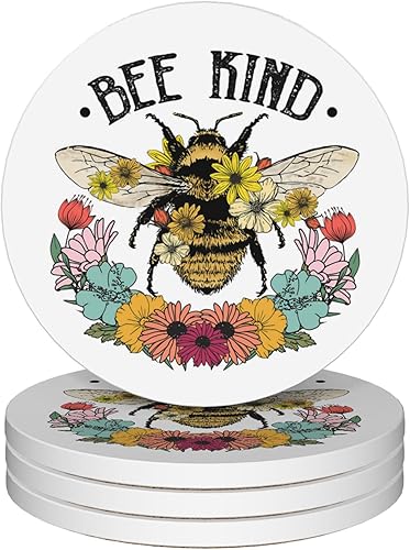 Miniatura 8 de Posavasos para bebidas, juego de 4 posavasos absorbentes, posavasos de cerámica retro de los años 70 con base de corcho, posavasos para protección