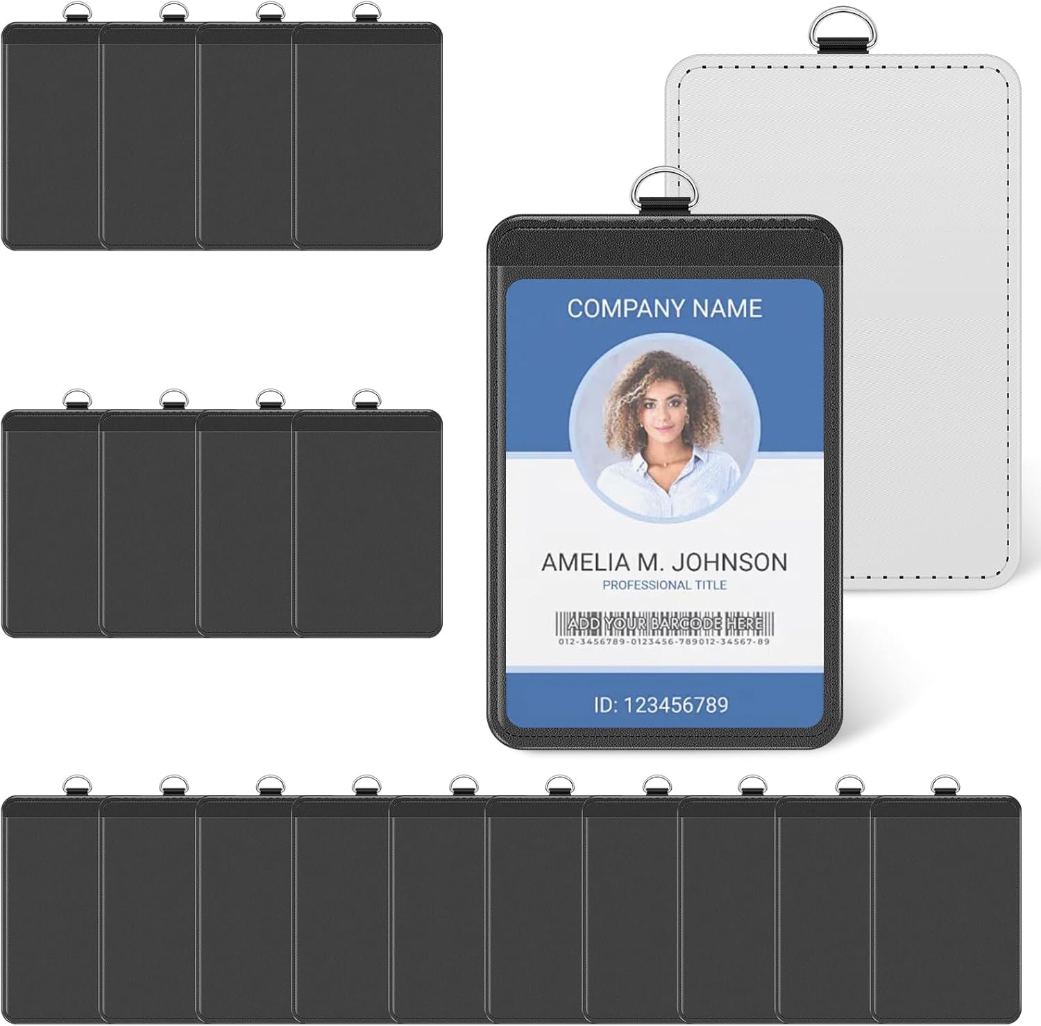 20 Pack Sublimation ID Badge Holder with Lanyards, PU Leather id Card Holder, Blanks Bulk Heat Transfer Print Vertical Name Badge Holders for Coach Office Employees Teacher